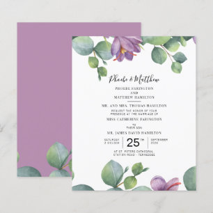 Eucalyptus Green Purple Foliage Wedding Invitation
