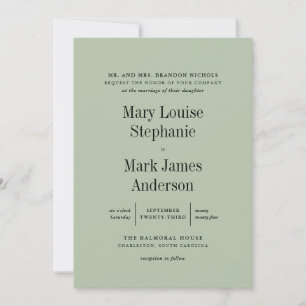 Eucalyptus Green Sophisticated Typography Wedding Invitation