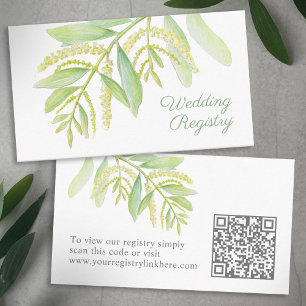 Eucalyptus green watercolor wedding registry enclosure card