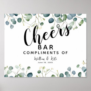 Eucalyptus green wedding CHEER Bar wedding/party Poster
