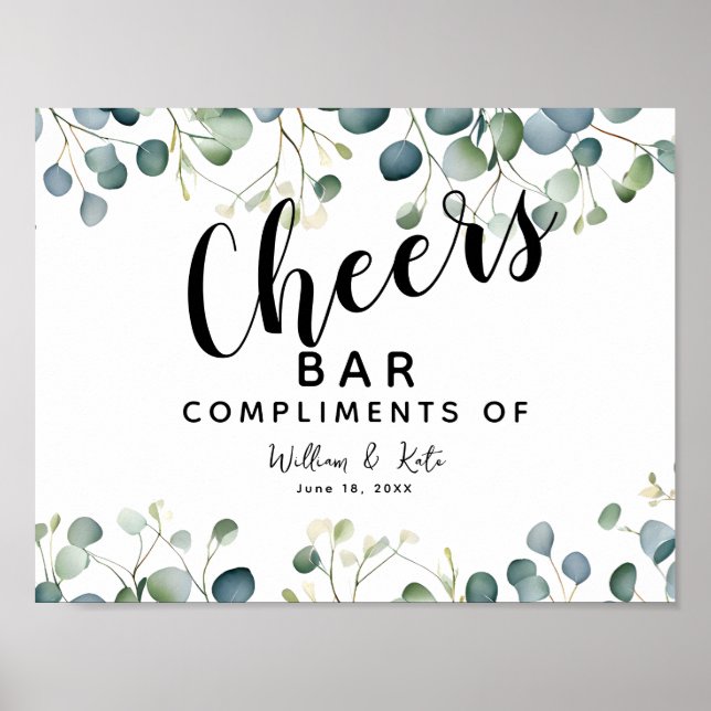 Eucalyptus green wedding  CHEER Bar wedding/party Poster (Front)