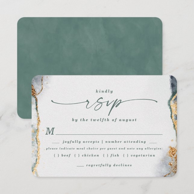 Eucalyptus Green Wedding Meal Choice RSVP Card (Front/Back)