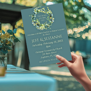 Eucalyptus Green Wreath Two Become One Wedding  Invitation