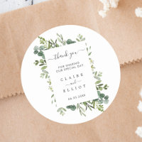 Eucalyptus Green Wreath Wedding Thank You