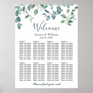 Eucalyptus Greenery 8 Tables Wedding SEATING CHART