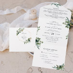 Eucalyptus Greenery | All in One Wedding Invite<br><div class="desc">This elegant yet rustic design features moody dark green watercolor leaves and eucalyptus with a modern bohemian feel. All-in-one card includes wedding invitation, details, an engagement photo, and a self addressed RSVP card that your guests rip off and mail back to you. Personalise the cover with your names and wedding...</div>