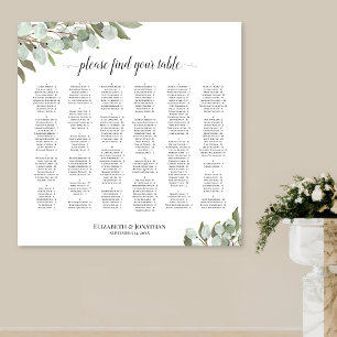 Eucalyptus Greenery Alphabetical Seating Chart