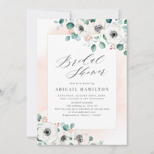 Eucalyptus greenery anemone floral bridal shower invitation