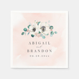 Eucalyptus Greenery anemone floral rustic wedding Napkin