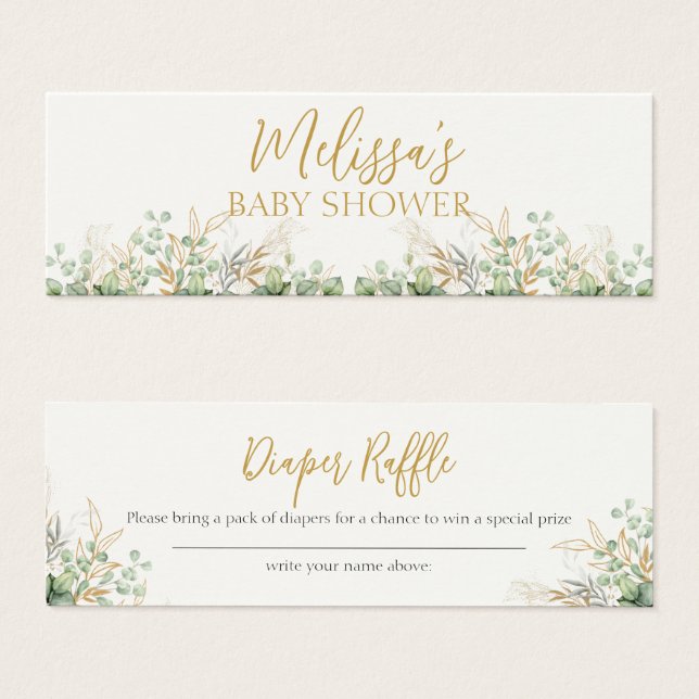 Eucalyptus Greenery Baby Shower Diaper Raffle (Front & Back)