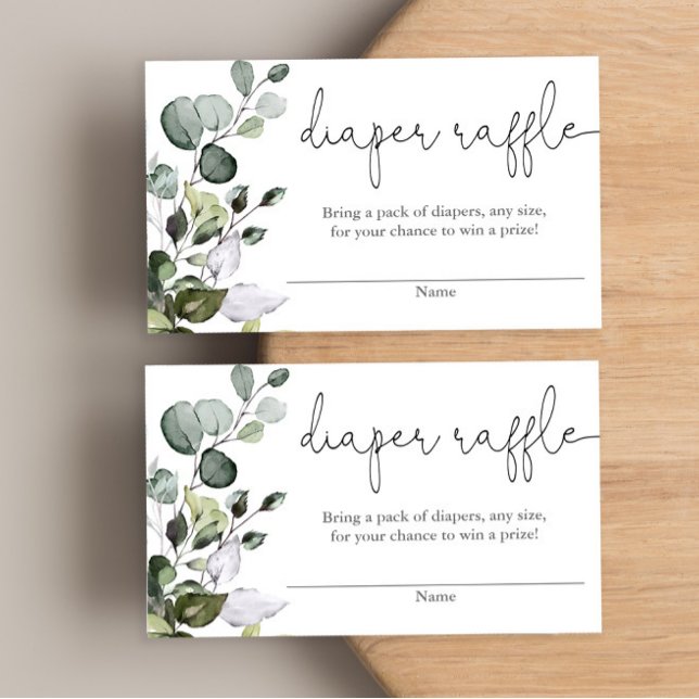 Eucalyptus greenery baby shower diaper raffle card (Creator Uploaded)