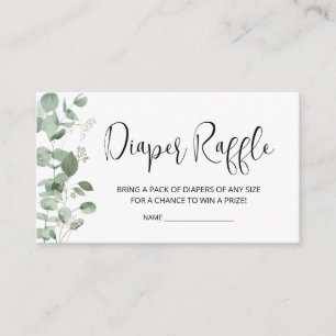 Eucalyptus Greenery Baby Shower Diaper Raffle Enclosure Card
