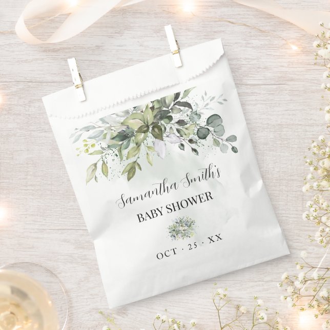 Eucalyptus Greenery Baby Shower Favour Bags (Clipped)