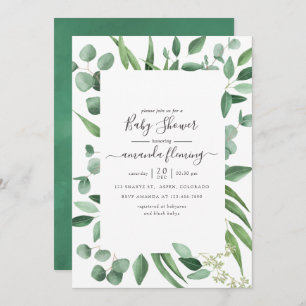 Eucalyptus Greenery Baby Shower Invitation