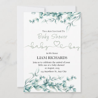 Eucalyptus Greenery Baby shower invitation