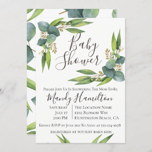 Eucalyptus Greenery Baby Shower Invitation