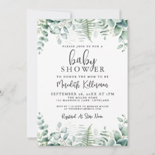 Eucalyptus Greenery Baby Shower Invitation