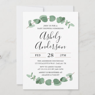 Eucalyptus Greenery Baby Shower Invitation