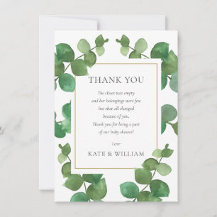 Eucalyptus Greenery Baby Shower Poem Thank You Card