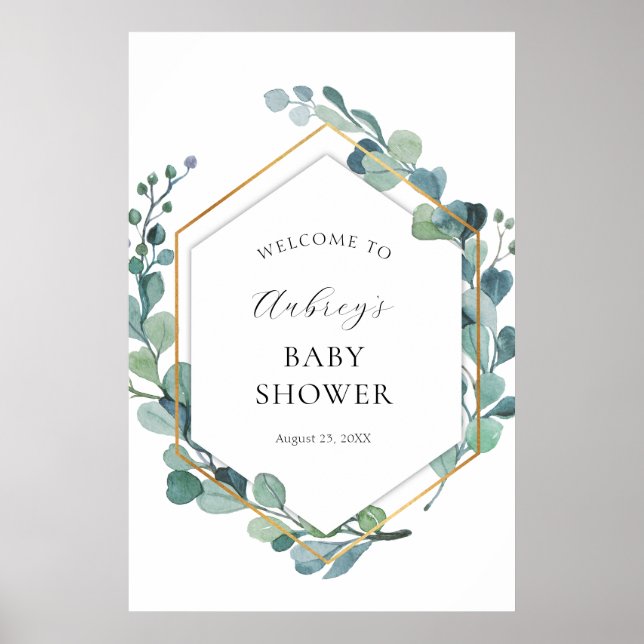 Eucalyptus Greenery Baby Shower Welcome Sign (Front)