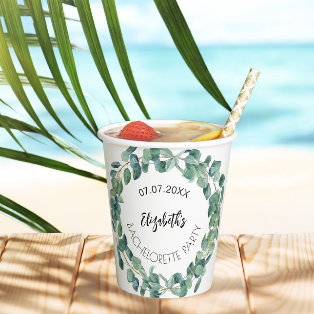 Eucalyptus greenery Bachelorette Party Paper Cups (Creator Uploaded)