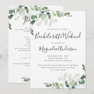 Eucalyptus Greenery Bachelorette Weekend Party Invitation