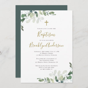 Eucalyptus Greenery Baptism Invitation