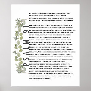 Eucalyptus Greenery Bible Art Psalm 91 Poster