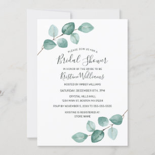 Eucalyptus Greenery Black Virtual Bridal Shower In Invitation