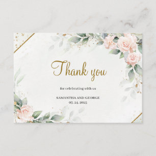 Eucalyptus Greenery Blush Floral Gold Thank You Enclosure Card