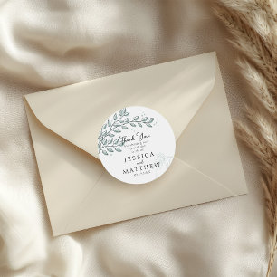 Eucalyptus Greenery Boho Elegant Wedding  Classic Round Sticker