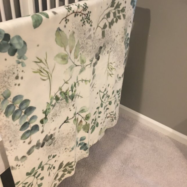 Eucalyptus Greenery Boho Leafy Green Fleece Blanket (Creator Uploaded)