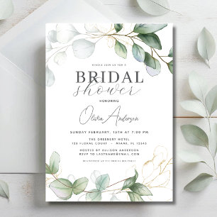 Eucalyptus Greenery Boho Rustic Bridal Shower Invitation
