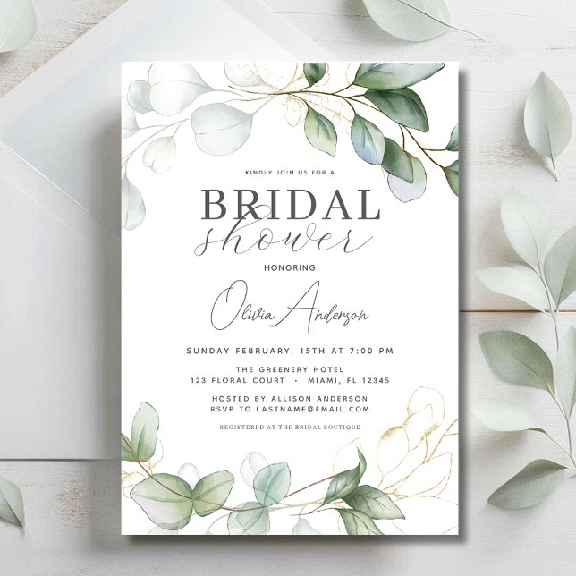 Eucalyptus Greenery Boho Rustic Bridal Shower Invitation (Creator Uploaded)
