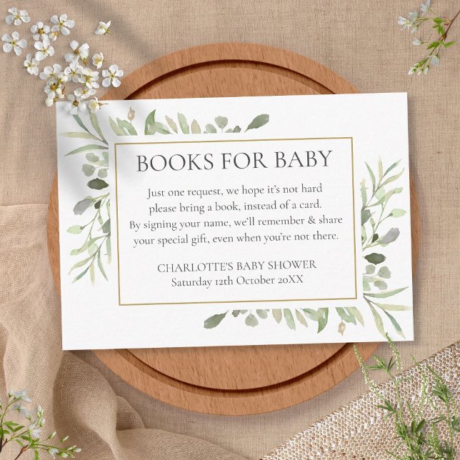Eucalyptus Greenery Book Request Baby Shower Enclosure Card (Creator Uploaded)
