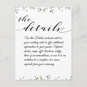 Eucalyptus Greenery Border Black Wedding Details Enclosure Card