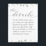 Eucalyptus Greenery Border Silver Wedding Details Enclosure Card<br><div class="desc">A simple eucalyptus greenery border along the top and bottom highlight this wedding details sheet. A lively swash calligraphy in silver is used for,  "the details, " title with a script cursive font for your text.</div>
