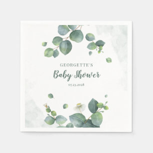 Eucalyptus Greenery Botanical Baby Shower Paper Napkin