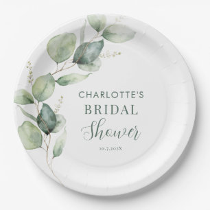 Eucalyptus Greenery Botanical Bridal Shower Paper Plate