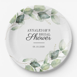 Eucalyptus Greenery Botanical Bridal Shower Paper Plate