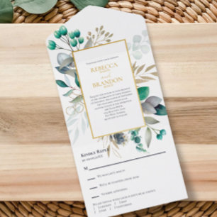 Eucalyptus Greenery Botanical Garden Wedding  All In One Invitation