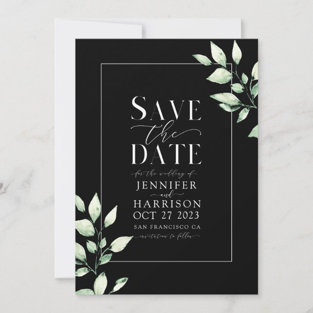 Eucalyptus Greenery Botanical Green Save the Date Invitation (Front)