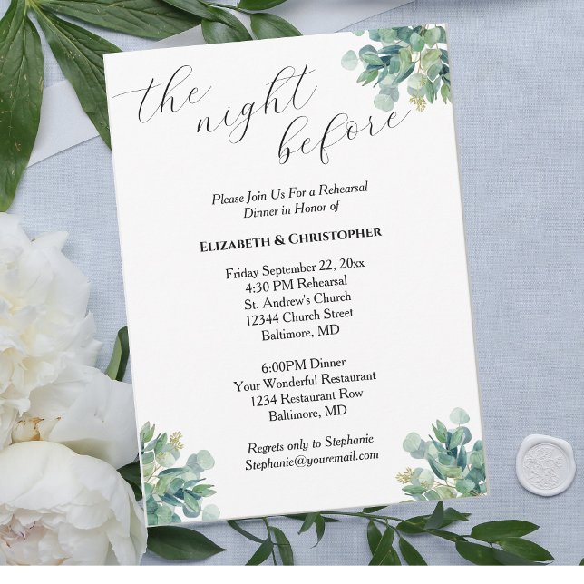 Eucalyptus Greenery Botanical Rehearsal Dinner Invitation (Creator Uploaded)