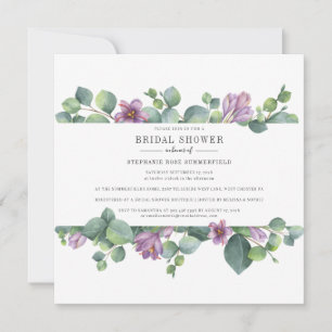 Eucalyptus Greenery Botanical Script Bridal Shower Invitation