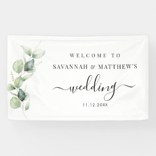 Eucalyptus Greenery Botanical Script Wedding Banner