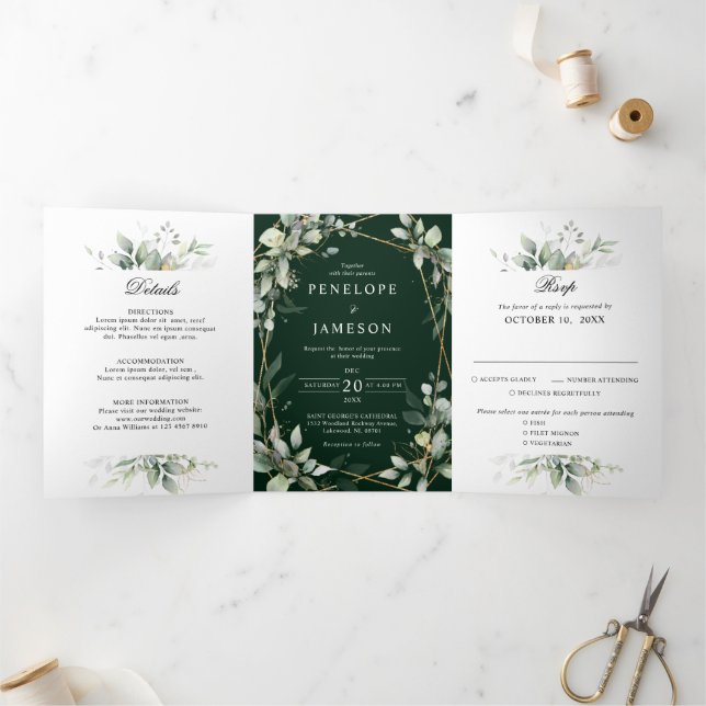 Eucalyptus Greenery Botanical Wedding Invitation (Inside)