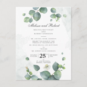 Eucalyptus Greenery Botanical Wedding Invitation Postcard