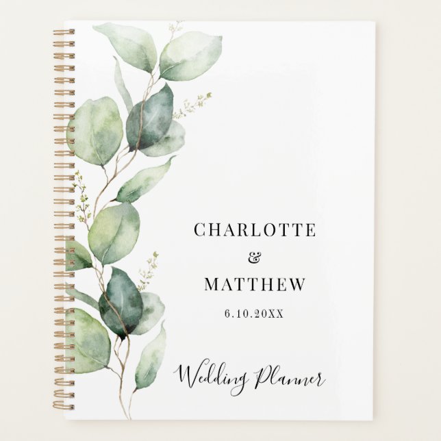 Eucalyptus Greenery Botanical Wedding Planner (Front)