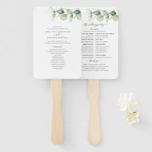 Eucalyptus Greenery Botanical Wedding Program Hand Fan