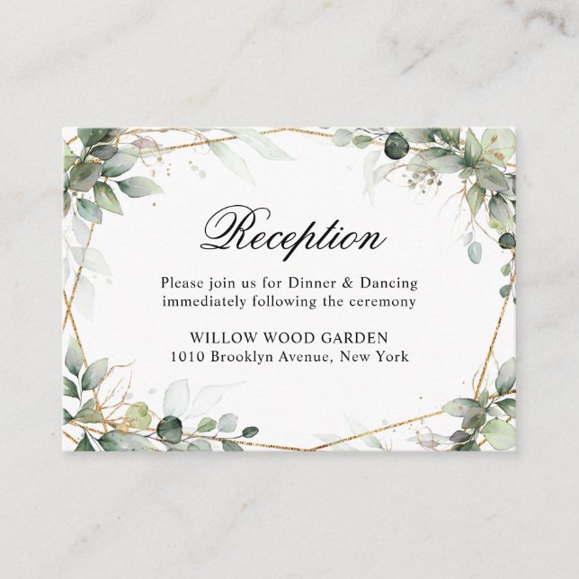 Eucalyptus Greenery Botanical Wedding Reception Enclosure Card (Front)